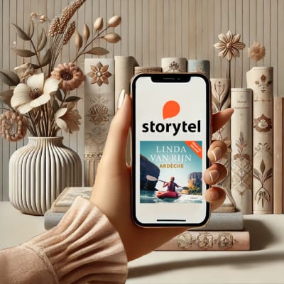 Storytel app met een lijst van populaire luisterboeken.