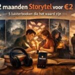 Illustratie bij Storytel aanbieding van 2 maanden voor 2 euro met vijf luisterboeken en een luisterboek sfeer