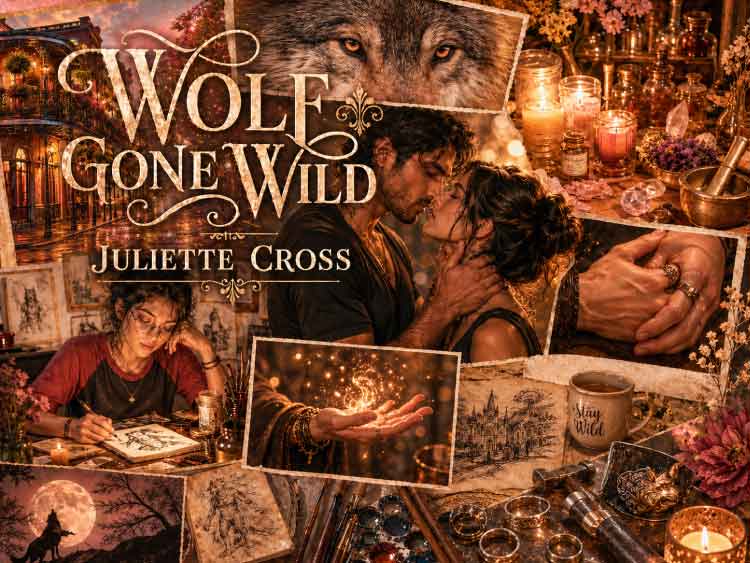 Moodboard bij Wolf Gone Wild van Juliette Cross met cozy en spicy paranormale romance, heksenmagie, wolfmotief en New Orleans-sfeer