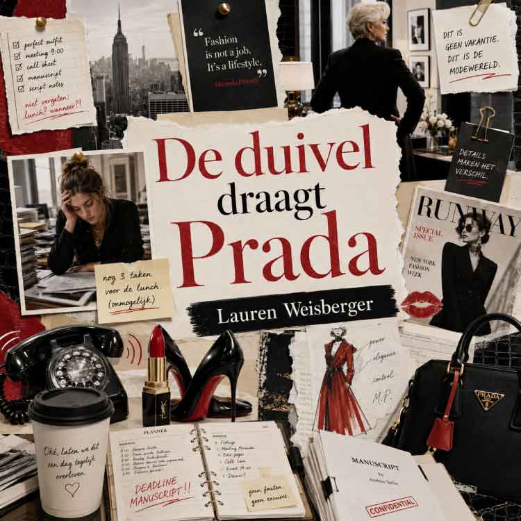 Moodboard De duivel draagt Prada Lauren Weisberger — modewereld, glamour, chaos, carrière